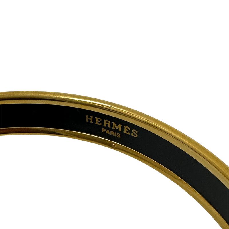 Hermes Bangle Carre Cheux Enamel PM Ladies' Brand GP Gold Black Stylish