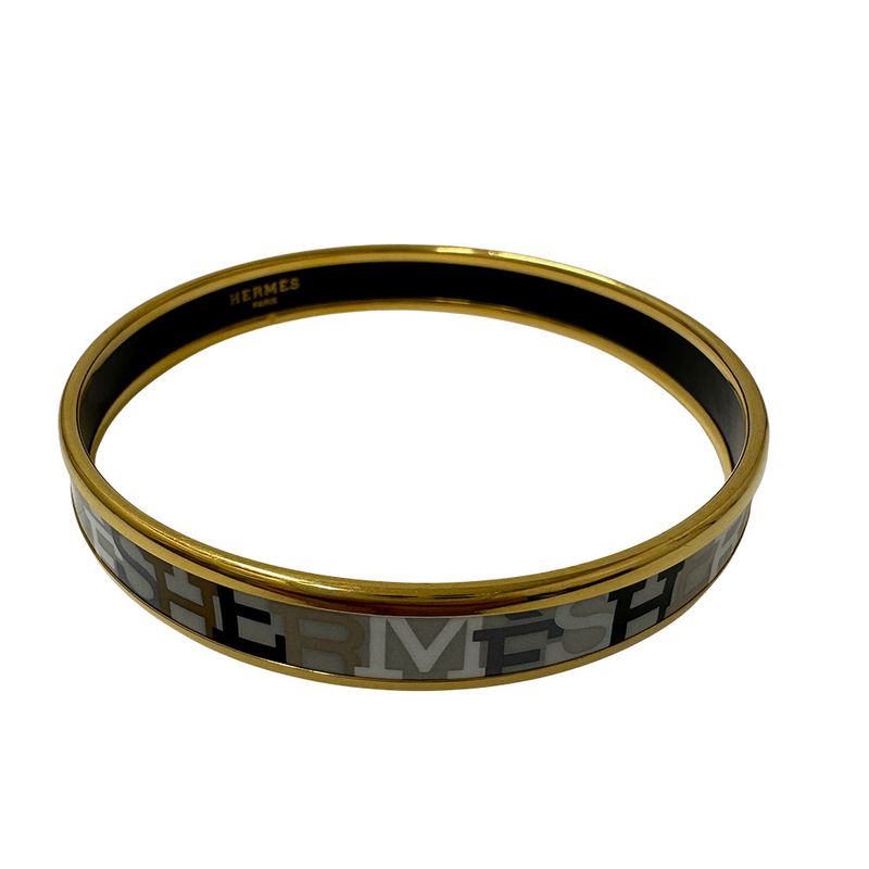 Hermes Bangle Carre Cheux Enamel PM Ladies' Brand GP Gold Black Stylish