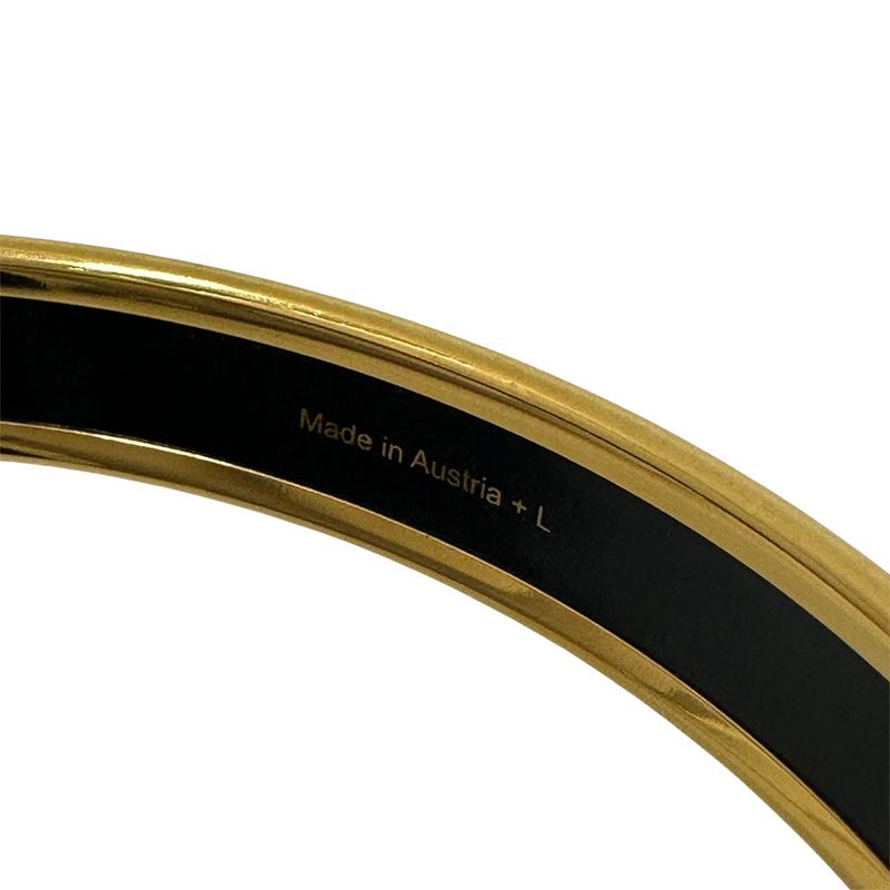 Hermes Bangle Carre Cheux Enamel PM Ladies' Brand GP Gold Black Stylish