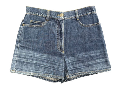 Chanel Denim Shorts CC Logo Stitch Indigo Blue