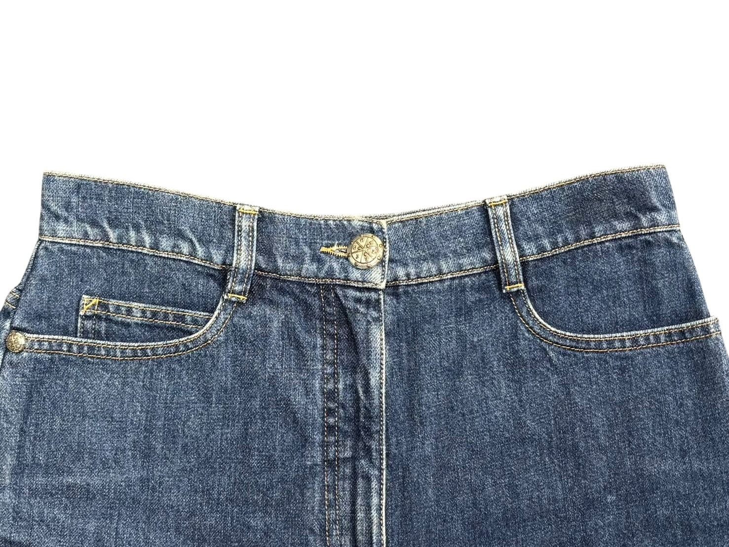 Chanel Denim Shorts CC Logo Stitch Indigo Blue — view 3