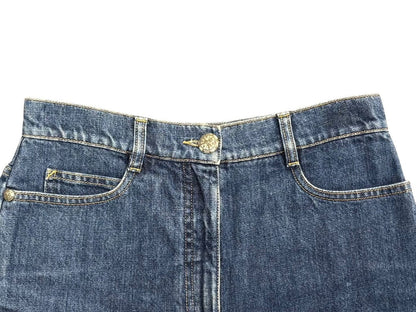 Chanel Denim Shorts CC Logo Stitch Indigo Blue — view 3