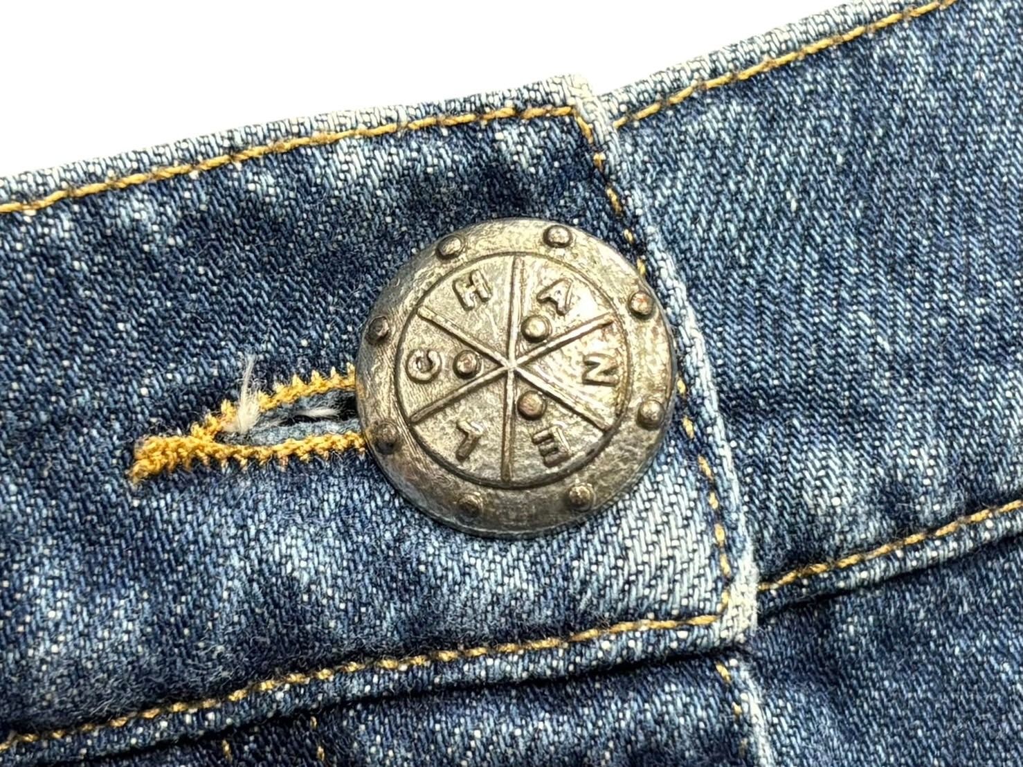 Chanel Denim Shorts CC Logo Stitch Indigo Blue — view 5
