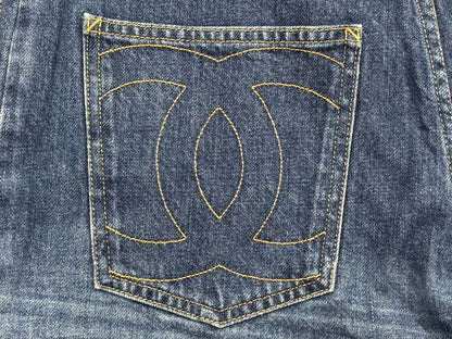 Chanel Denim Shorts CC Logo Stitch Indigo Blue — view 7