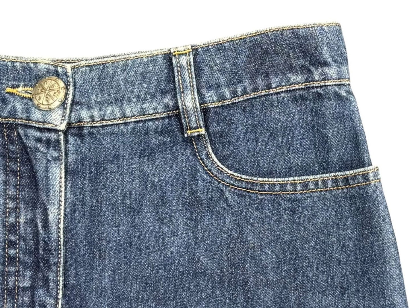 Chanel Denim Shorts CC Logo Stitch Indigo Blue — view 4