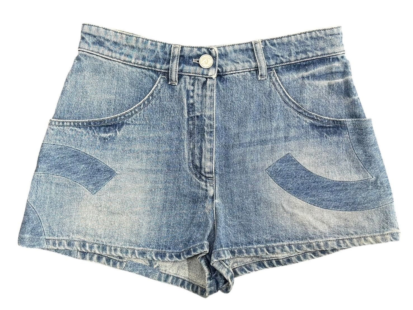 Chanel Denim Shorts CC Logo Indigo Blue
