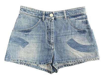Chanel Denim Shorts CC Logo Indigo Blue