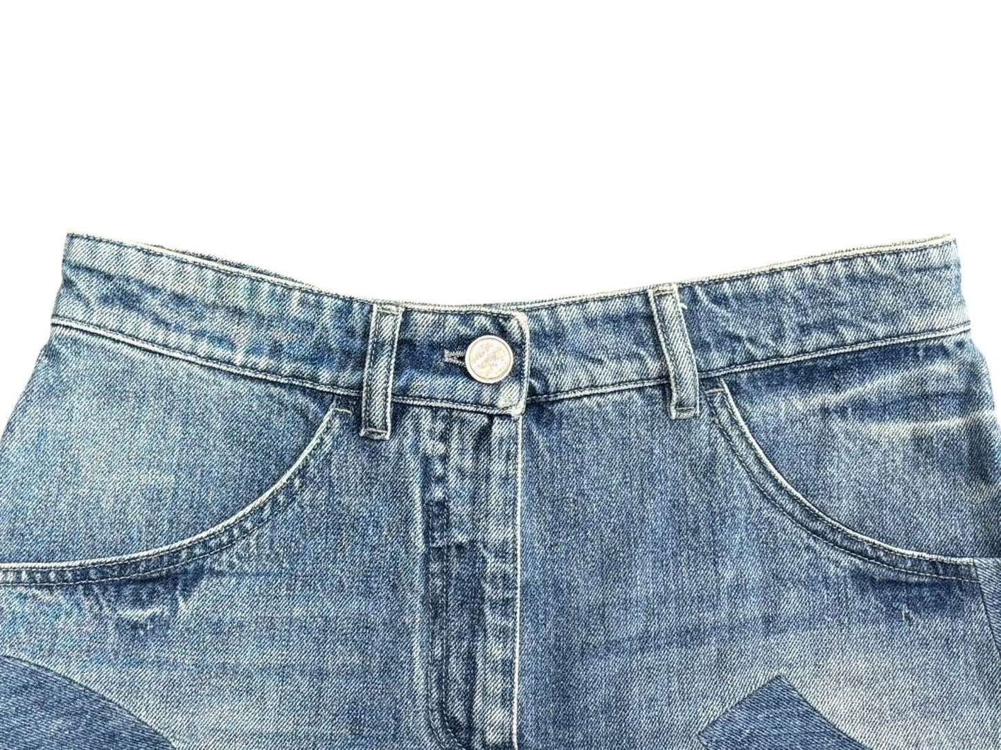 Chanel Denim Shorts CC Logo Indigo Blue — view 3