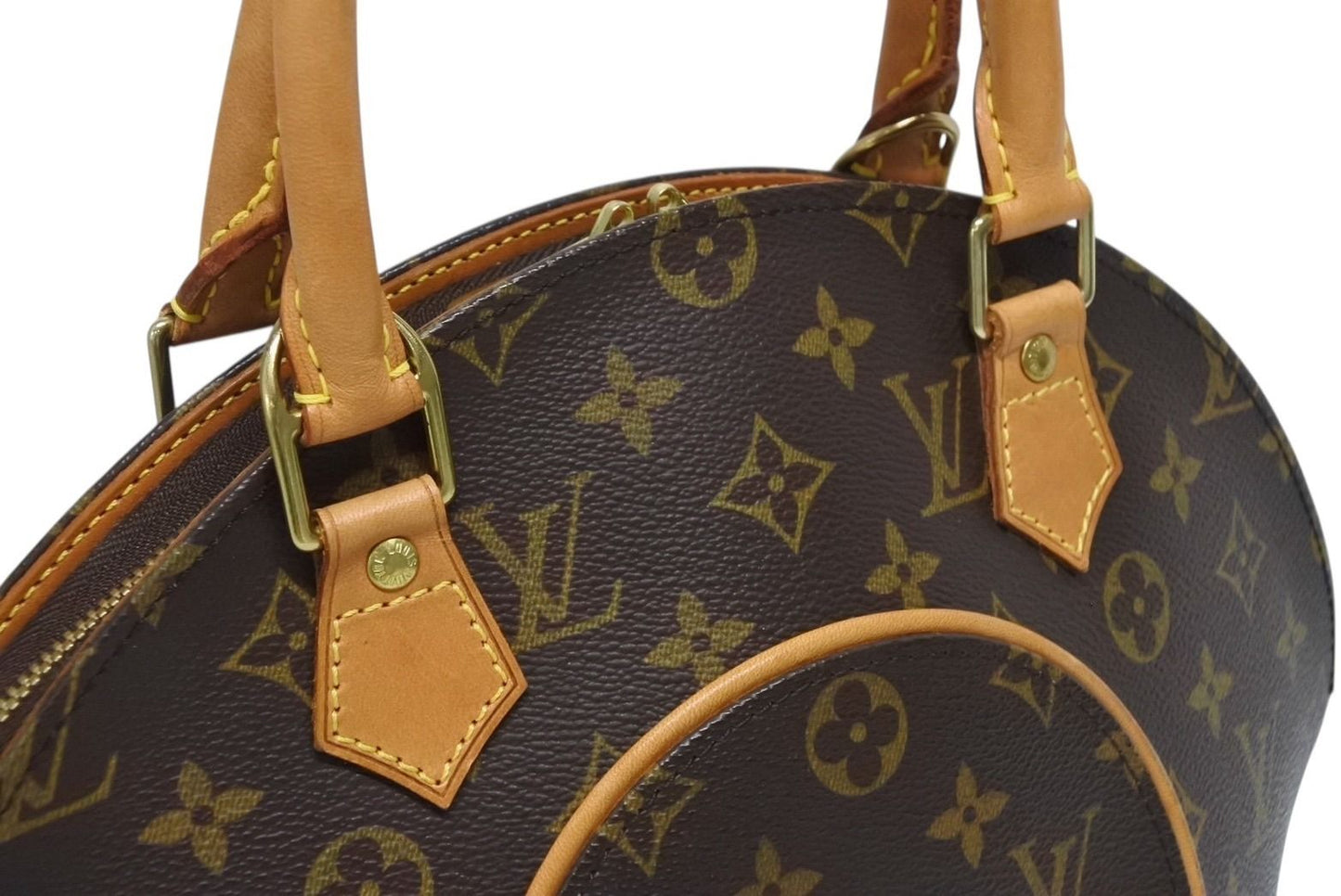Louis Vuitton Ellipse PM Handbag Monogram Vachetta Leather Brown Gold — view 4