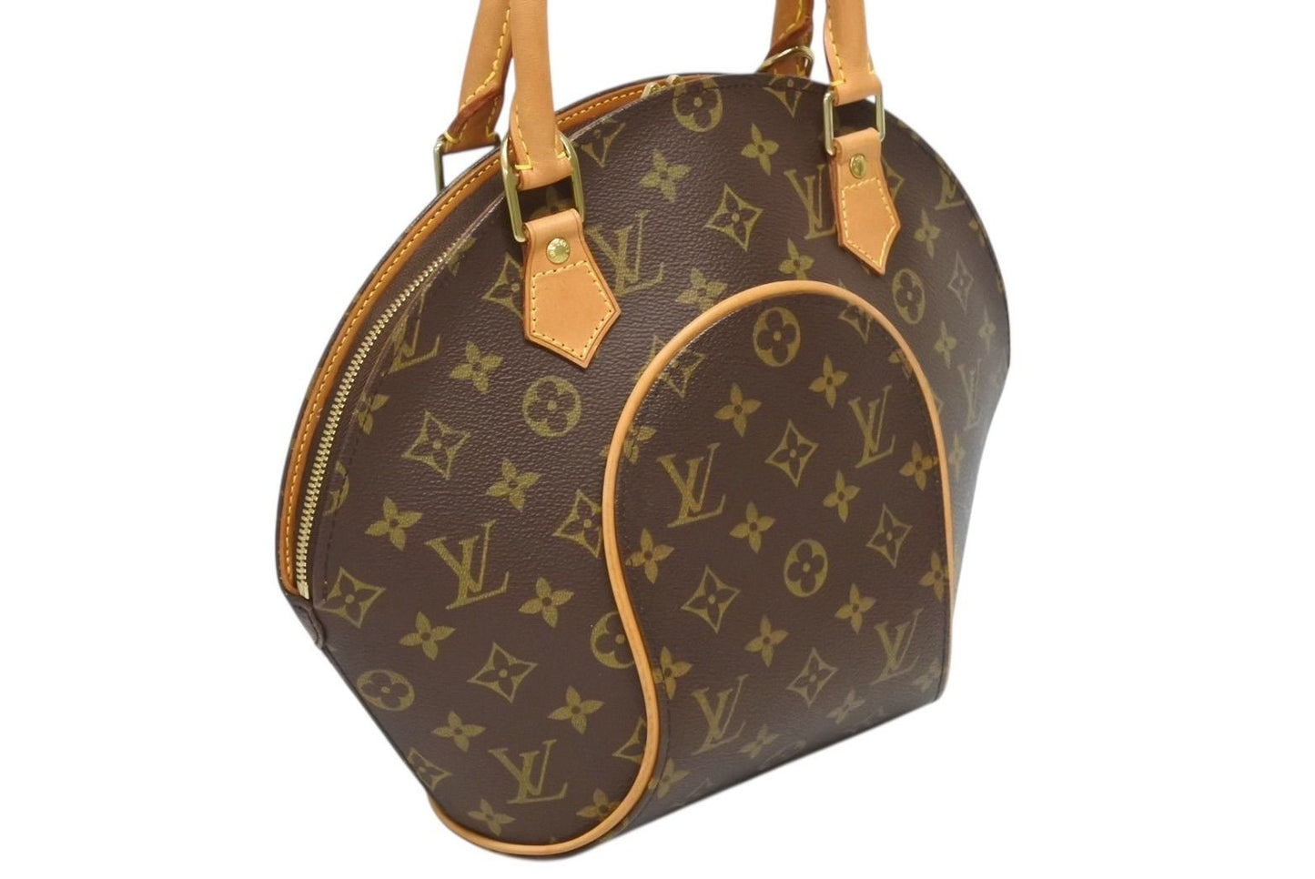 Louis Vuitton Ellipse PM Handbag Monogram Vachetta Leather Brown Gold — view 3