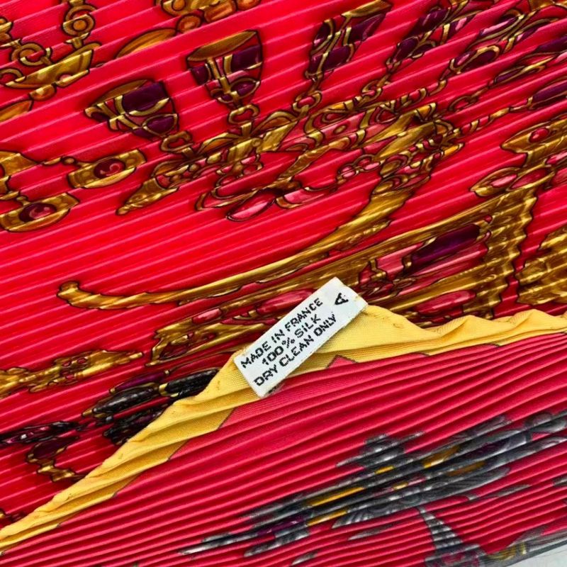 Hermes Silk Scarf Pleated Desert Pink