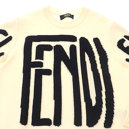 Fendi Big Logo Crew Neck L Sweatshirt Wool Ivory 46