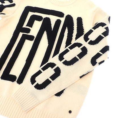 Fendi Big Logo Crew Neck L Sweatshirt Wool Ivory 46