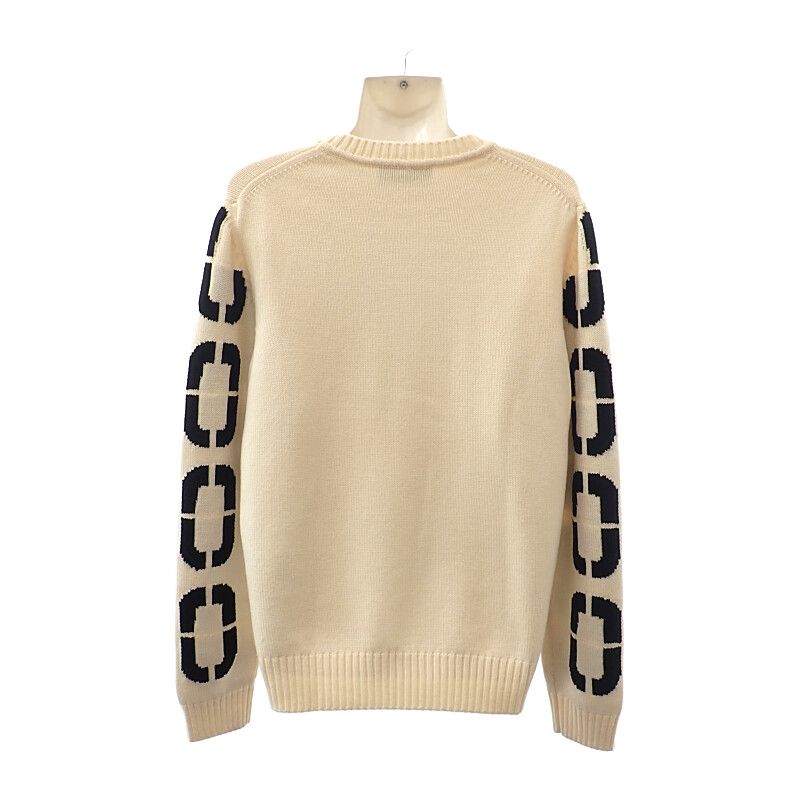 Fendi Big Logo Crew Neck L Sweatshirt Wool Ivory 46