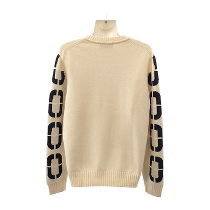 Fendi Big Logo Crew Neck L Sweatshirt Wool Ivory 46