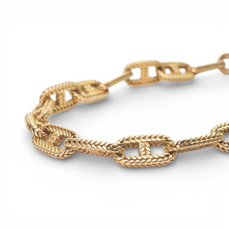 Hermes Chaine D'ancre Trece Bracelet Bangle Calf Gold
