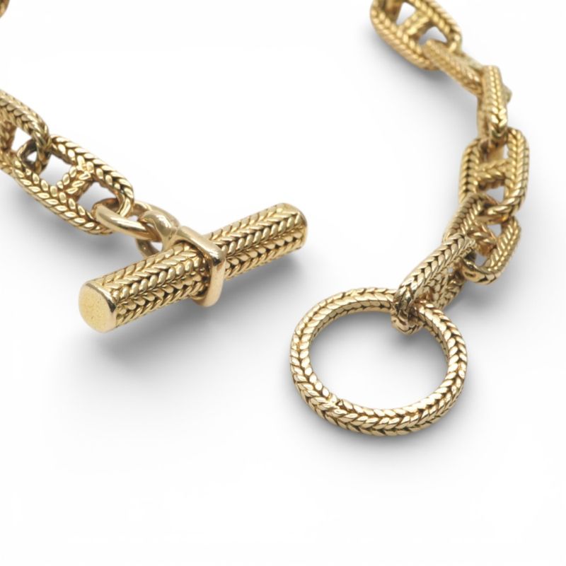 Hermes Chaine D'ancre Trece Bracelet Bangle Calf Gold