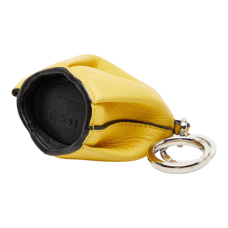 Loewe Elephant Coin Case Charm Key Ring Yellow Leather