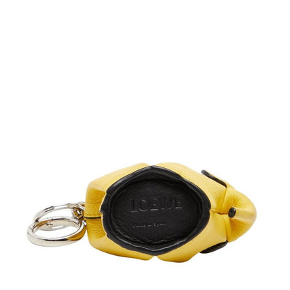 Loewe Elephant Coin Case Charm Key Ring Yellow Leather
