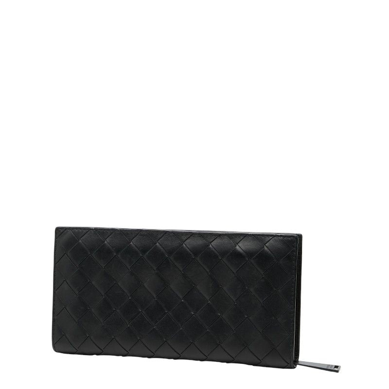 Bottega Veneta Intrecciato Zip Around Wallet Black Leather