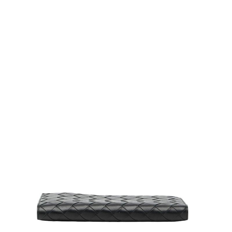 Bottega Veneta Intrecciato Zip Around Wallet Black Leather
