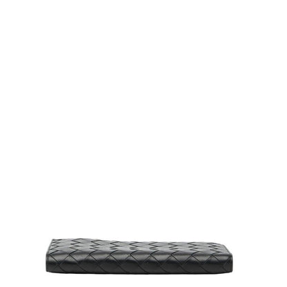 Bottega Veneta Intrecciato Zip Around Wallet Black Leather