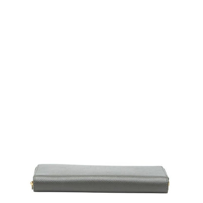 Celine Zip Around Wallet Gray Leather
