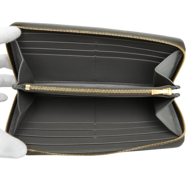 Celine Zip Around Wallet Gray Leather