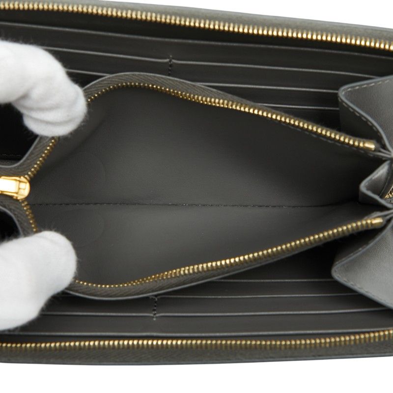 Celine Zip Around Wallet Gray Leather