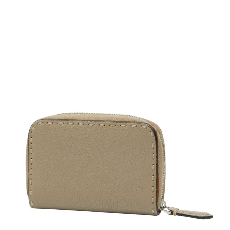 Fendi Selleria Coin Purse Gray Leather