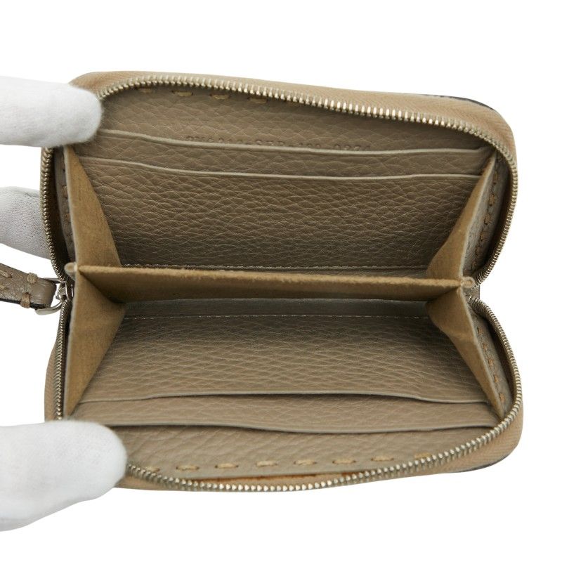 Fendi Selleria Coin Purse Gray Leather