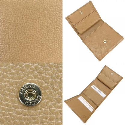 Gucci Trifold Wallet Interlocking W Hook Leather Beige