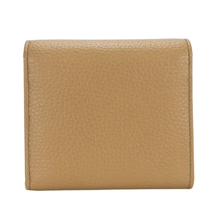 Gucci Trifold Wallet Interlocking W Hook Leather Beige