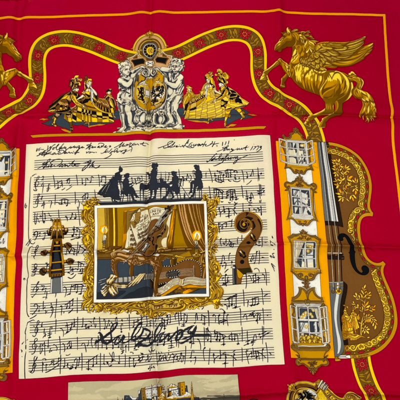 Hermes Carre 90 in Salzburg Red Scarf Silk
