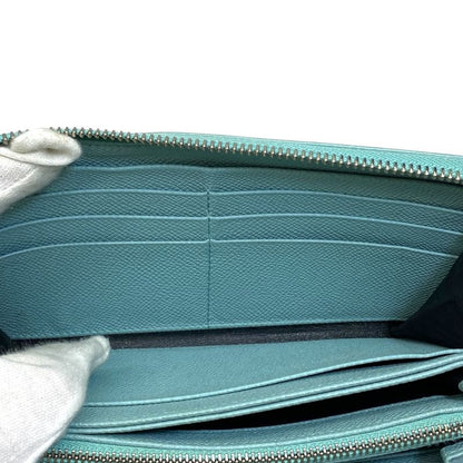 Bvlgari Long Wallet Zip Around Logo Circle Silver