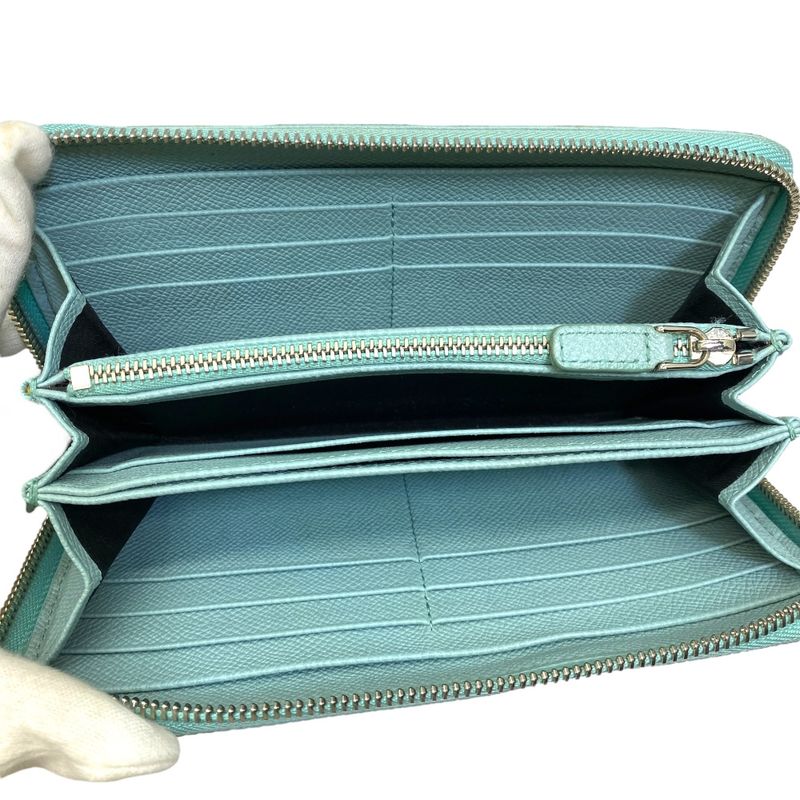 Bvlgari Long Wallet Zip Around Logo Circle Silver