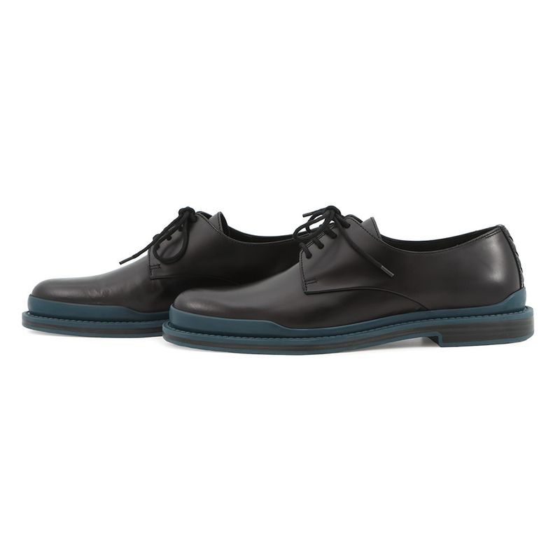 Bottega Veneta Loafers Lace Up Intrecciato Leather 38 Black Blue
