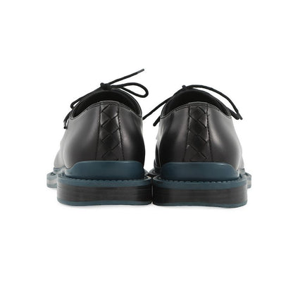 Bottega Veneta Loafers Lace Up Intrecciato Leather 38 Black Blue