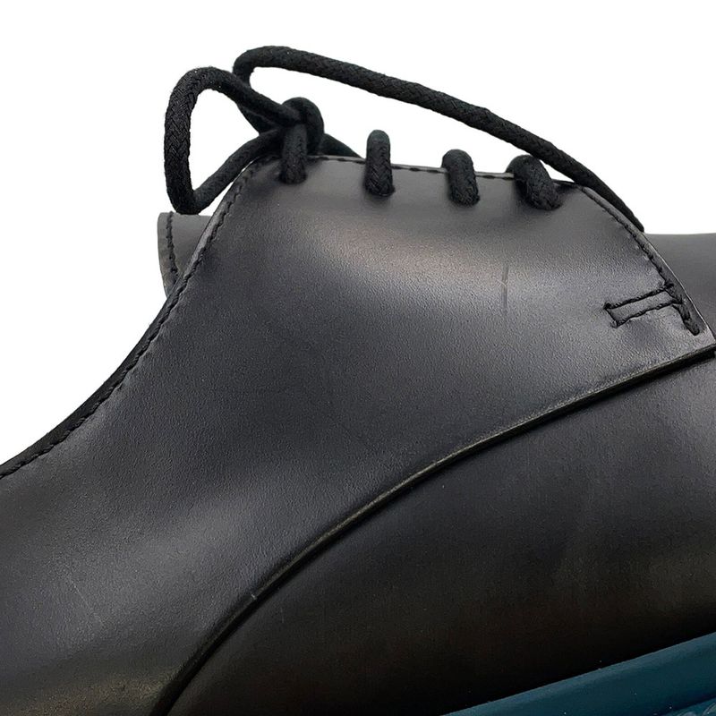 Bottega Veneta Loafers Lace Up Intrecciato Leather 38 Black Blue