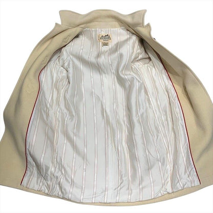 Hermes Vintage Duffel Coat Outer Glenan Viscose Cream Ivory Hood
