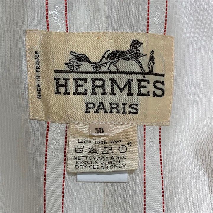 Hermes Vintage Duffel Coat Outer Glenan Viscose Cream Ivory Hood