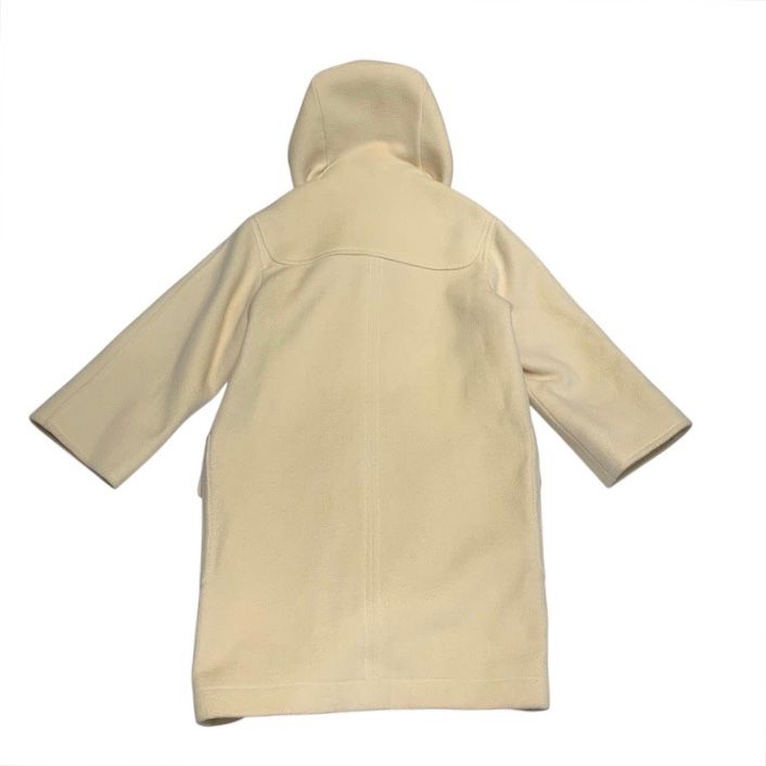 Hermes Vintage Duffel Coat Outer Glenan Viscose Cream Ivory Hood