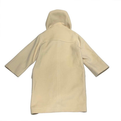 Hermes Vintage Duffel Coat Outer Glenan Viscose Cream Ivory Hood