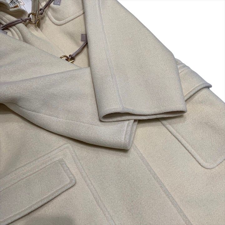 Hermes Vintage Duffel Coat Outer Glenan Viscose Cream Ivory Hood
