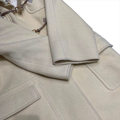 Hermes Vintage Duffel Coat Outer Glenan Viscose Cream Ivory Hood
