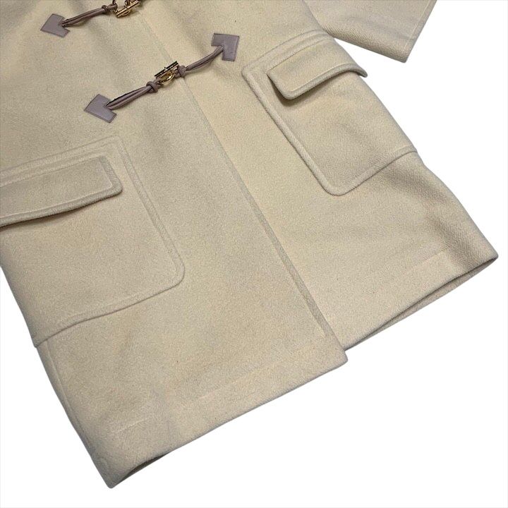 Hermes Vintage Duffel Coat Outer Glenan Viscose Cream Ivory Hood