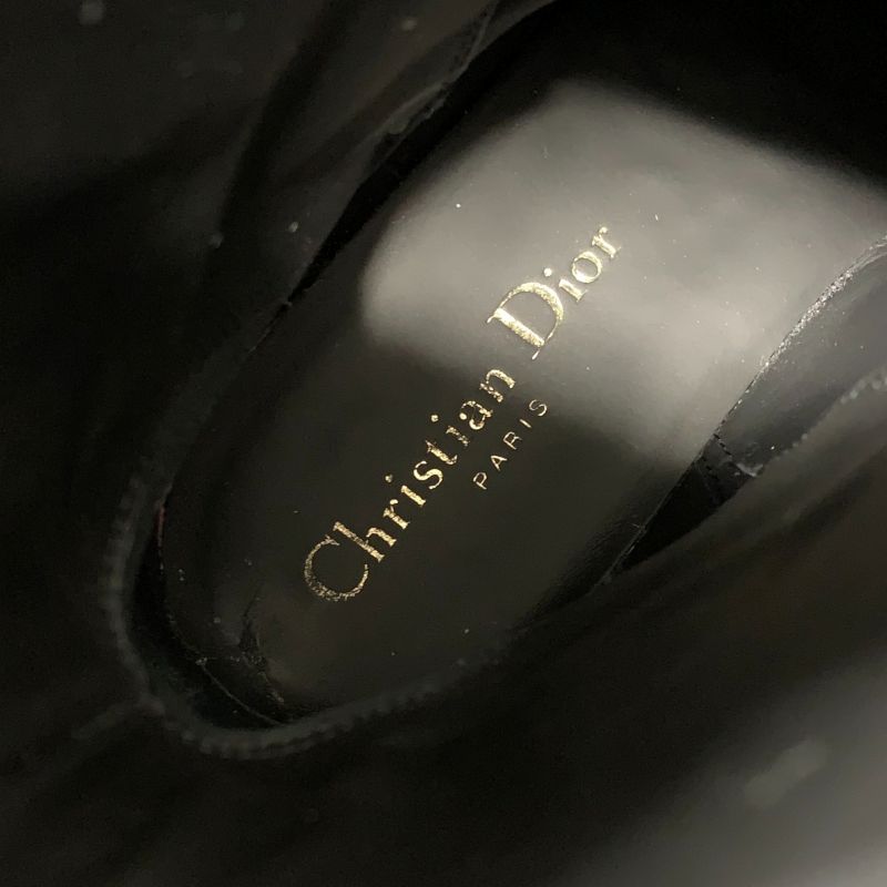 Dior Christian Empreinte Boots Shoes Leather Black Gold Logo