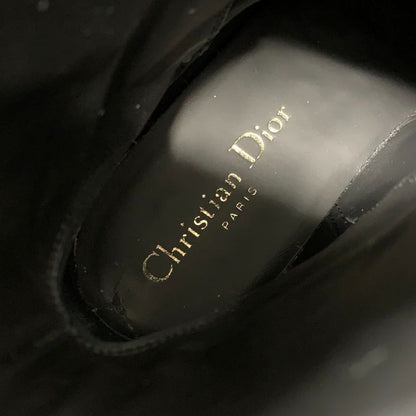 Dior Christian Empreinte Boots Shoes Leather Black Gold Logo