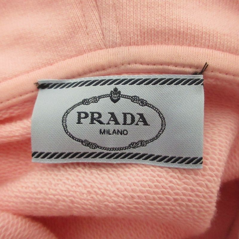 Prada Triangle Logo Cropped Hoodie Pullover Jacket XS Pink
