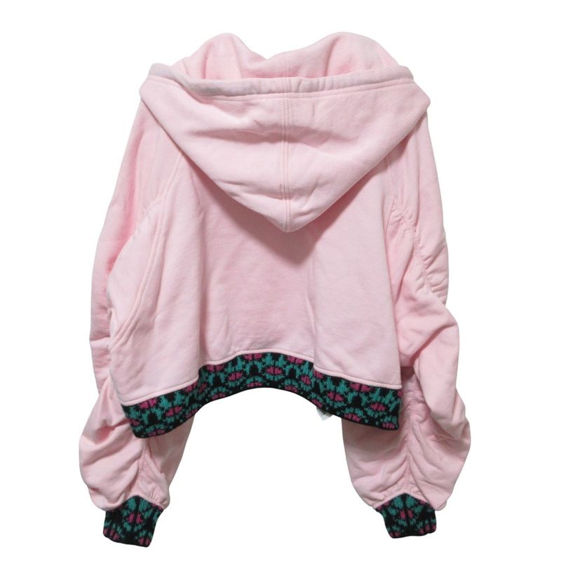 Prada Triangle Logo Cropped Hoodie Pullover Jacket XS Pink